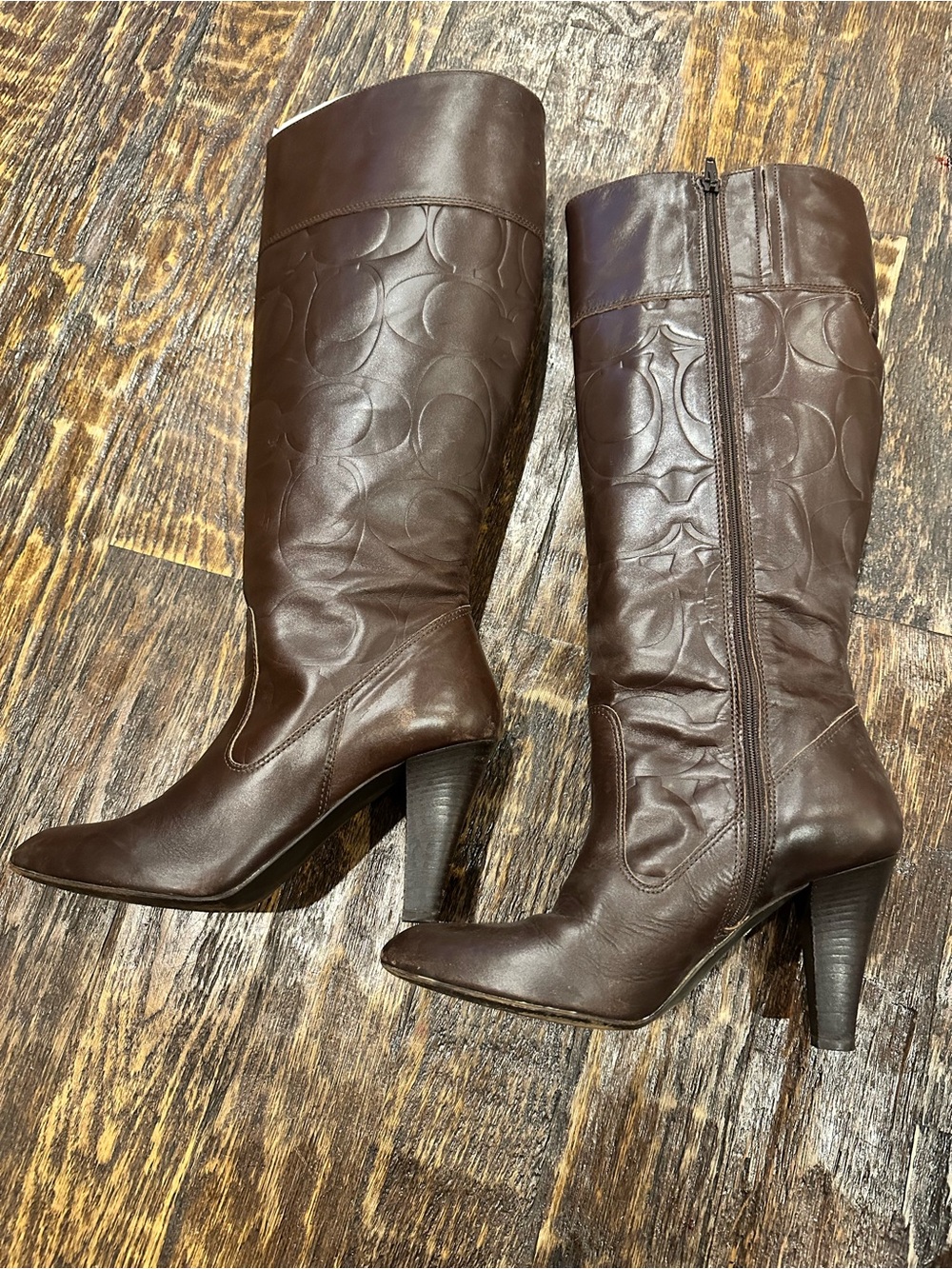 Coach Millie size 8.5 tall brown signature leather boots